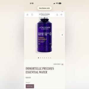 L'OCCITANE Immortelle Precious Essential Water - Blue

NEVER OPENED